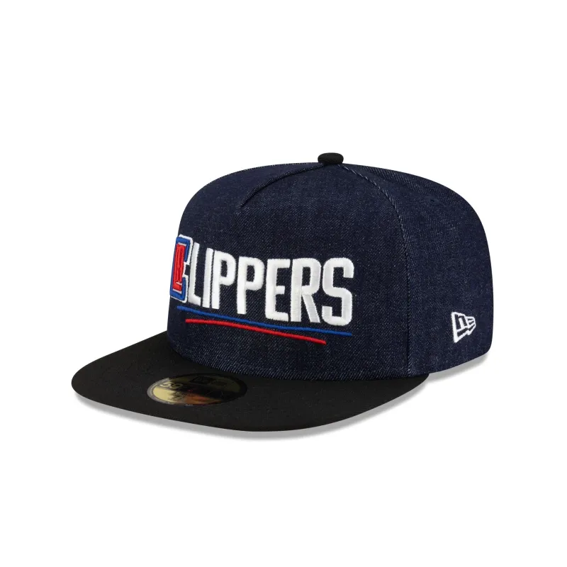 Los Angeles Clippers Navy Denim 59FIFTY A-Frame Fitted Hat sold by New Era