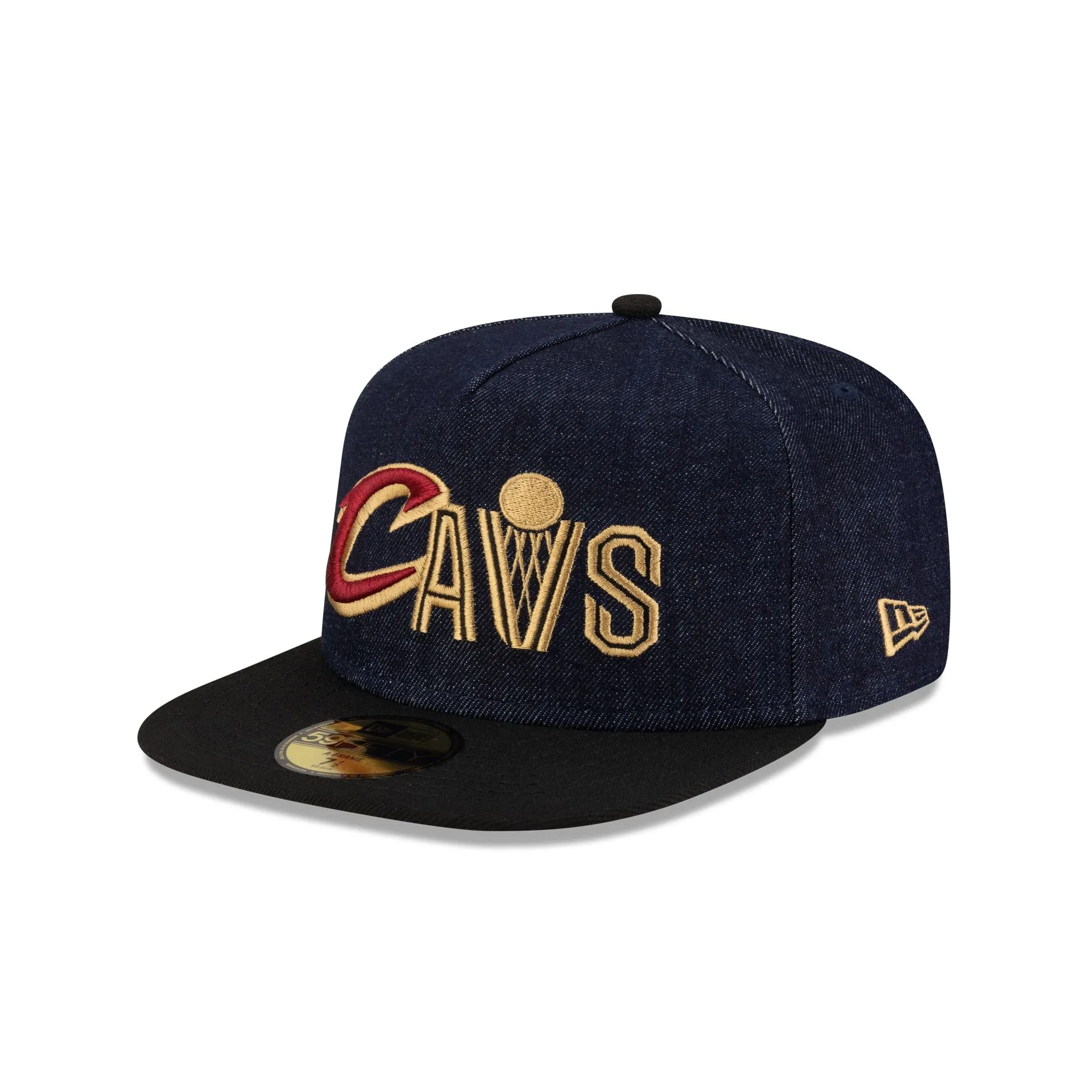 Cleveland Cavaliers Navy Denim 59FIFTY A-Frame Fitted Hat sold by New Era