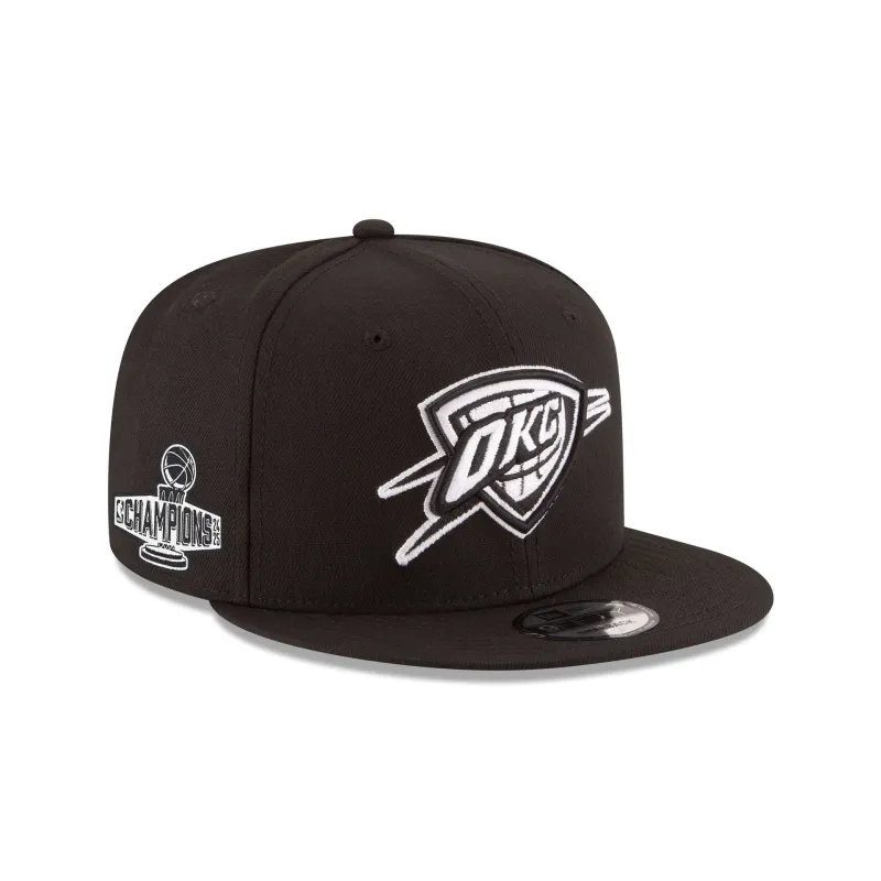 Oklahoma City Thunder 2025 NBA Champions Black & White 9FIFTY Snapback Hat sold by New Era
