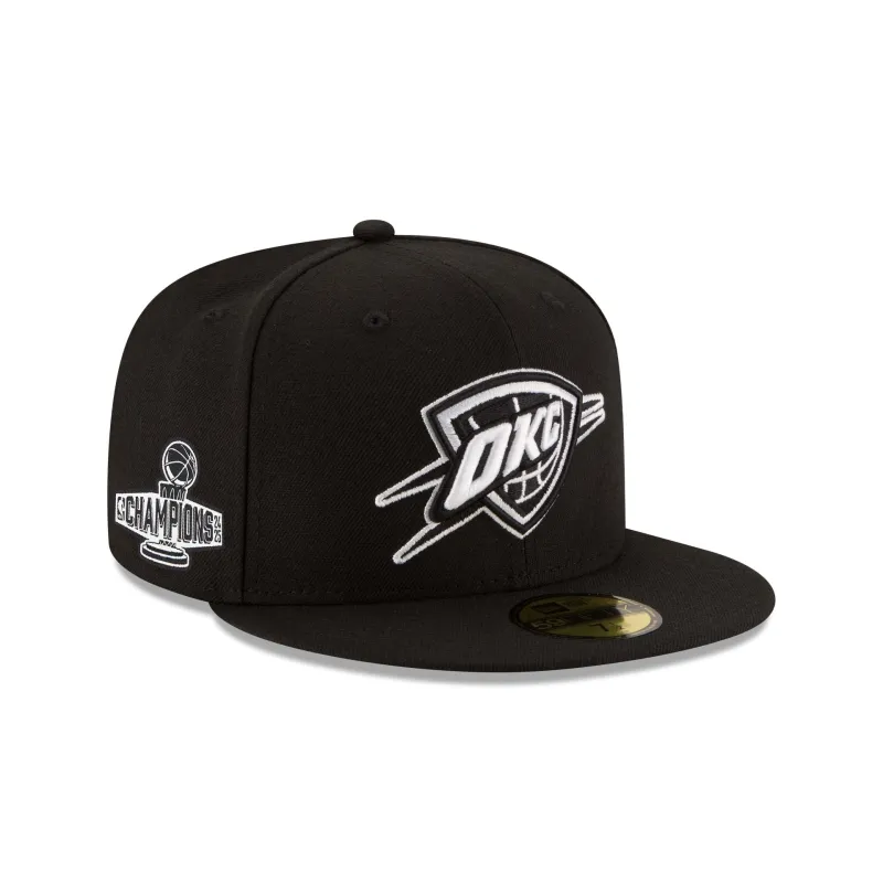Oklahoma City Thunder 2025 NBA Champions Black & White 59FIFTY Fitted Hat sold by New Era