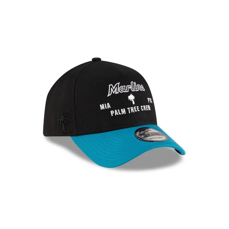 Palm Tree Crew x Miami Marlins Black 9FORTY A-Frame Snapback Hat made by New Era