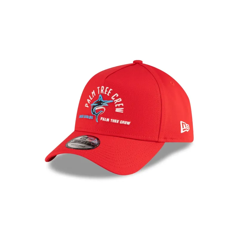 Palm Tree Crew x Miami Marlins Red 9FORTY A-Frame Snapback Hat made by New Era