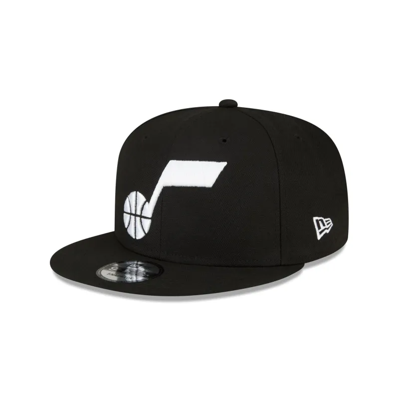 Utah Jazz Basic Black & White 9FIFTY Snapback Hat sold by New Era