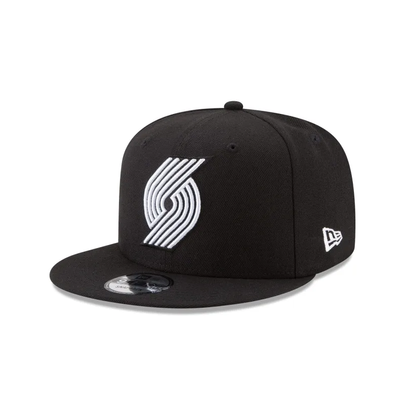 Portland Trail Blazers Basic Black & White 9FIFTY Snapback Hat sold by New Era