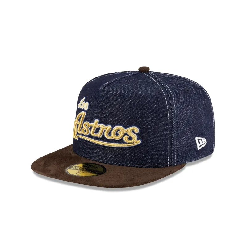 Houston Astros Houston Pack Denim Los Astros 59FIFTY A-Frame Fitted Hat sold by New Era