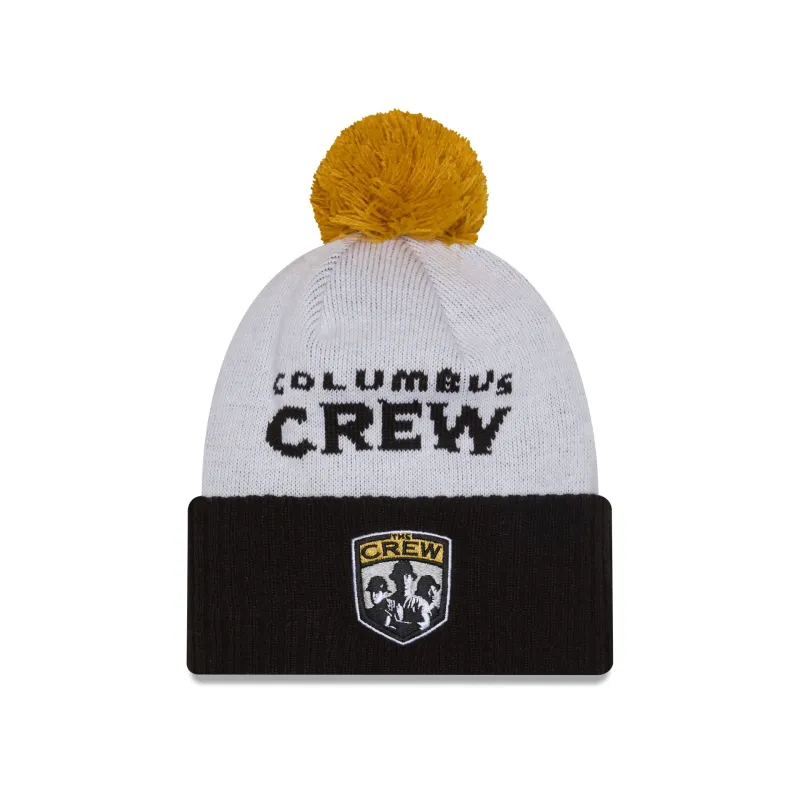 Columbus Crew 2025 Jersey Hook White Pom Knit Hat sold by New Era