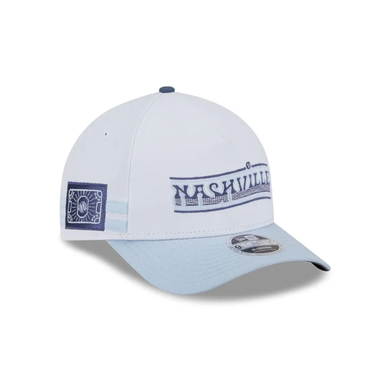 Nashville SC 2025 Jersey Hook White 9FORTY M-Crown A-Frame Snapback Hat sold by New Era