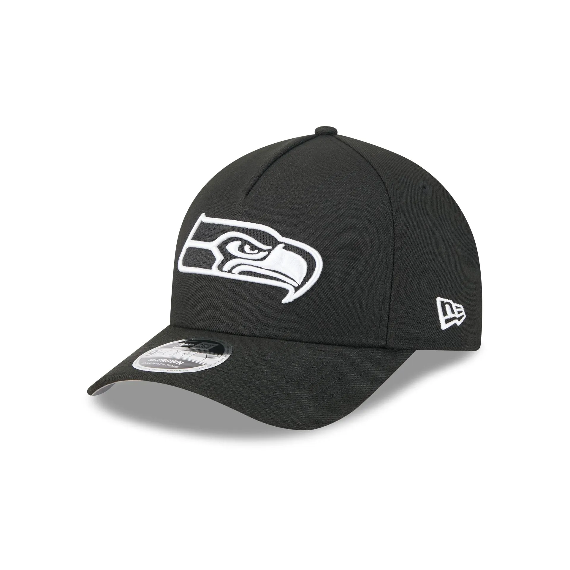 Seattle Seahawks Black & White 9FORTY M-Crown A-Frame Snapback Hat sold by New Era