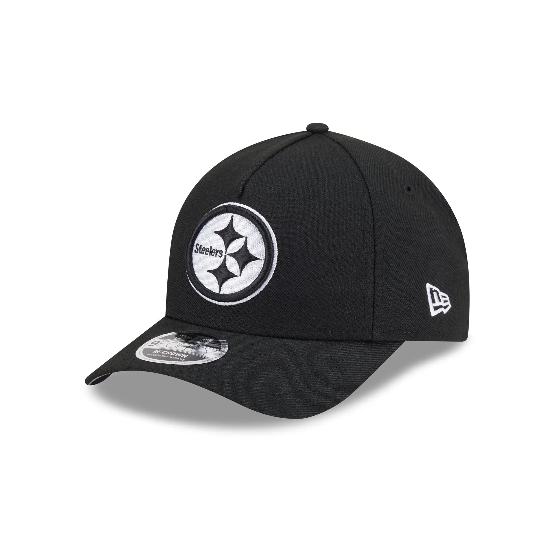 Pittsburgh Steelers Black & White 9FORTY M-Crown A-Frame Snapback Hat sold by New Era