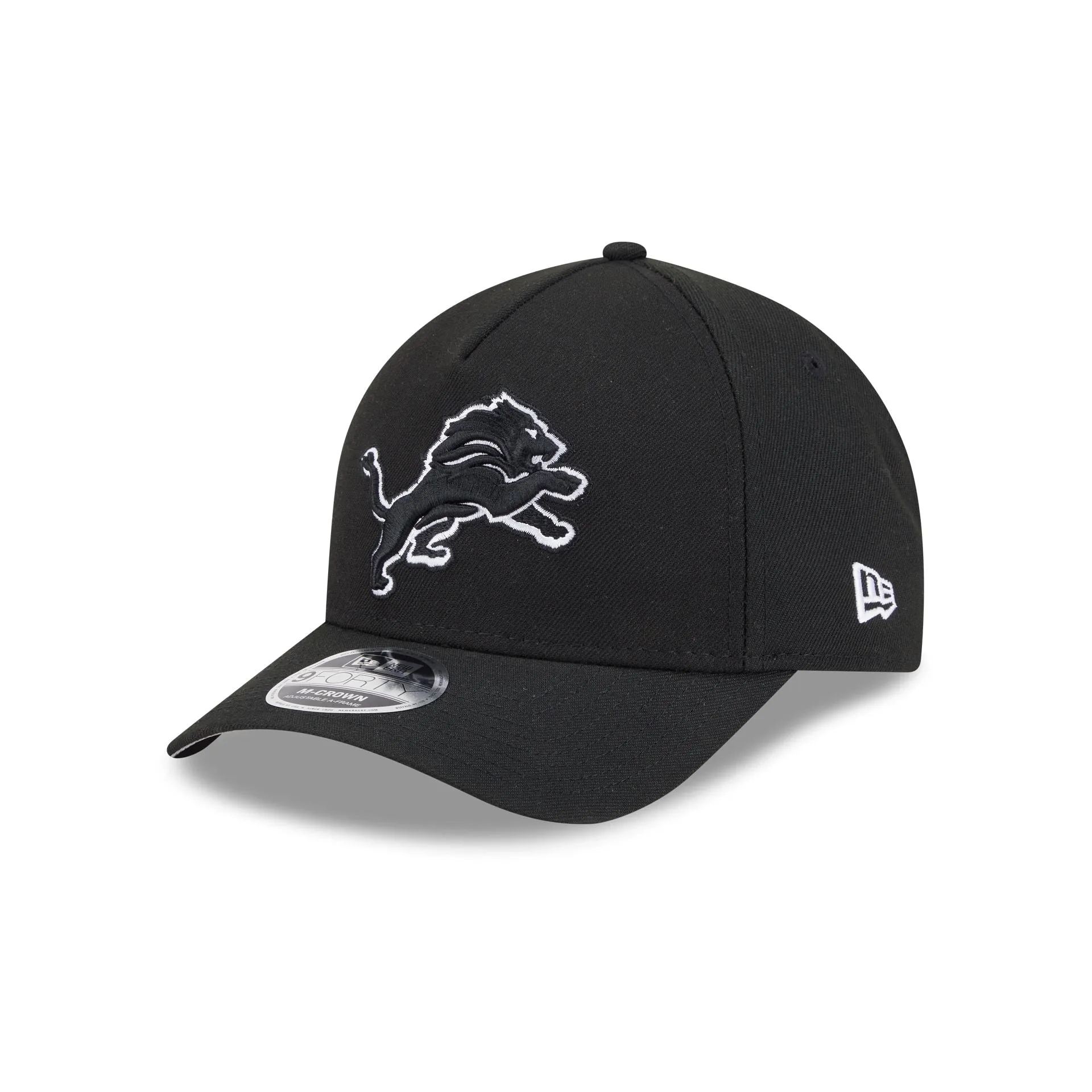 Detroit Lions Black & White 9FORTY M-Crown A-Frame Snapback Hat sold by New Era