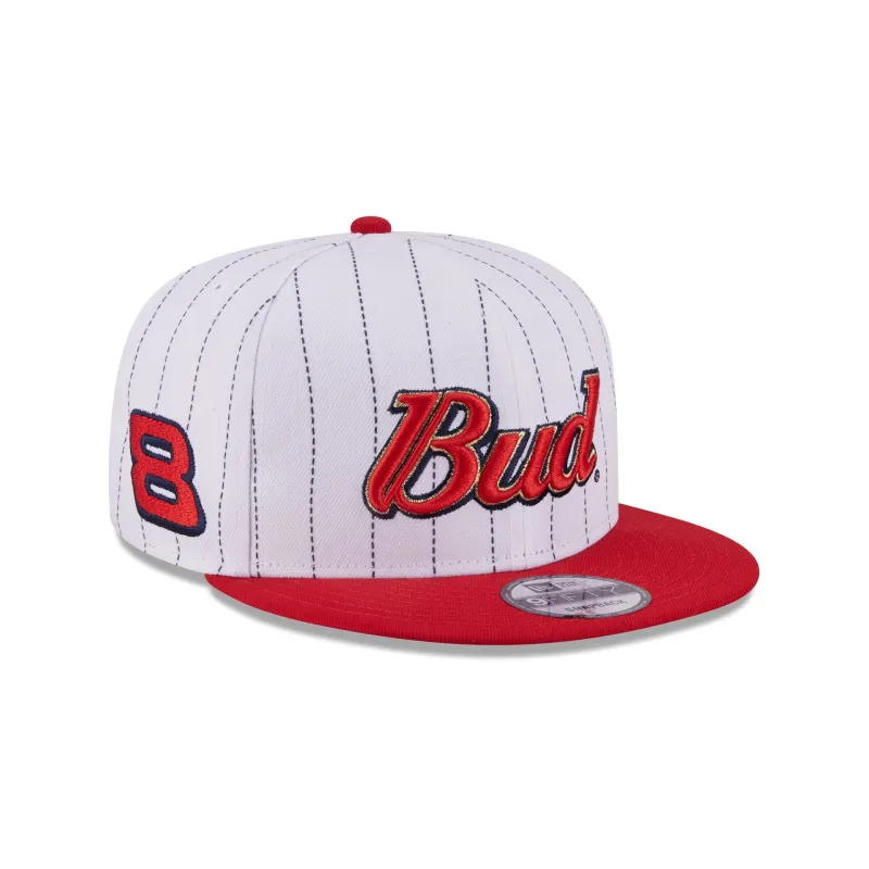 Dale Earnhardt Jr. x Budweiser Pinstripe 9FIFTY Snapback Hat made by New Era
