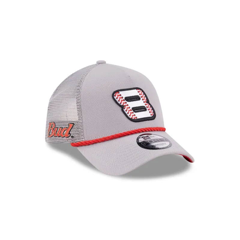 Dale Earnhardt Jr. x Budweiser Gray 9FORTY A-Frame Trucker Hat made by New Era