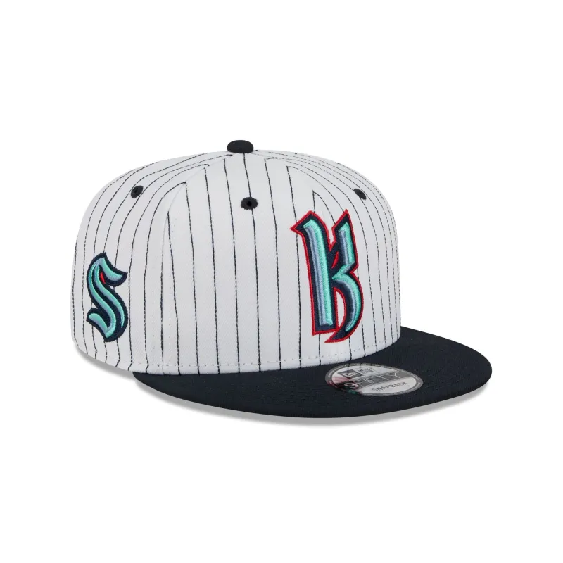 Seattle Kraken Deceptor Pinstripe 9FIFTY Snapback Hat sold by New Era