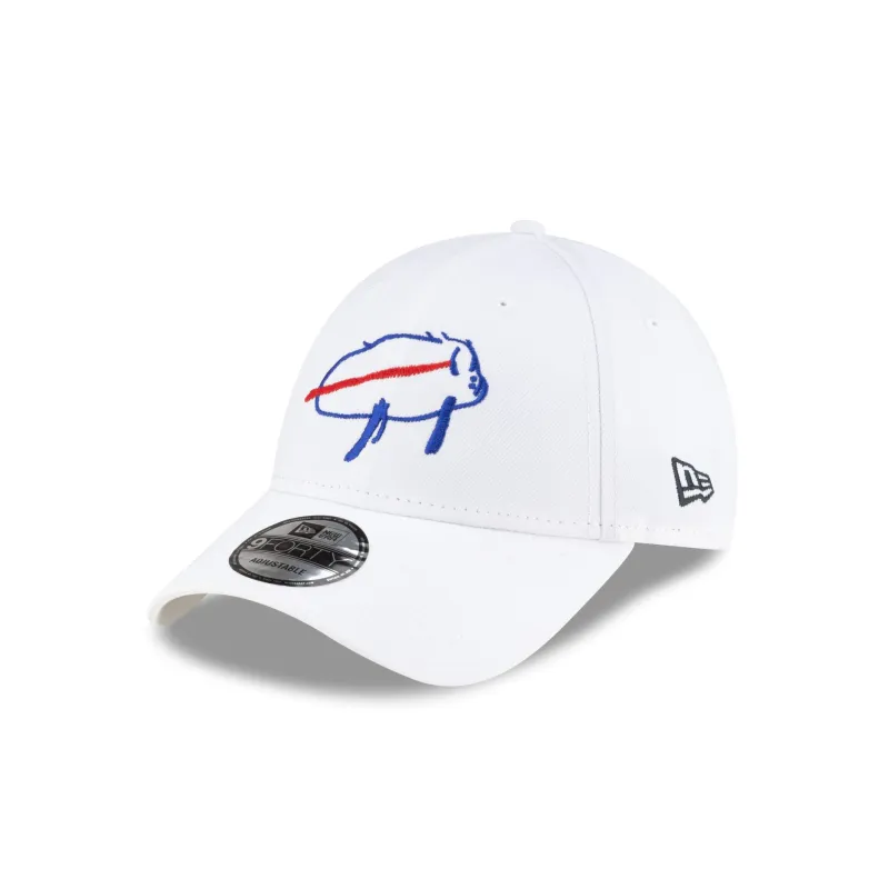Buffalo Bills Billustration White 9FORTY Adjustable Hat sold by New Era