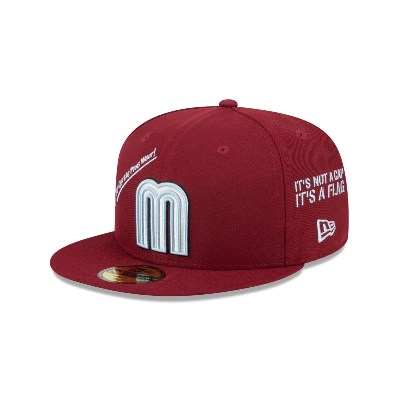 Mexico Baseball New Era Anniversary Logos Maroon 59FIFTY Fitted Hat sold by New Era