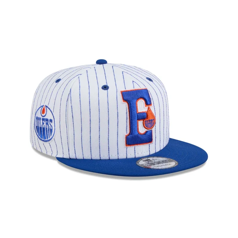 Edmonton Oilers Deceptor Pinstripe 9FIFTY Snapback Hat sold by New Era