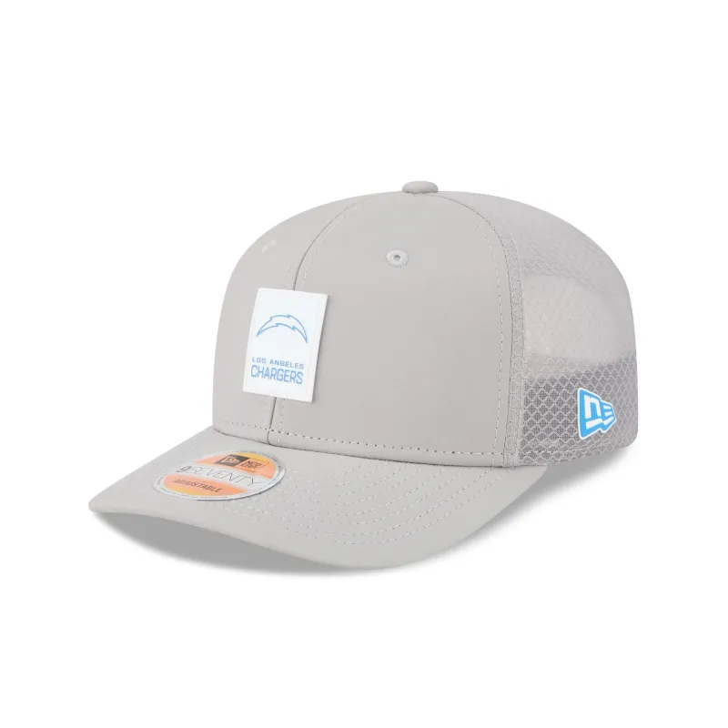 Los Angeles Chargers 2025 Sideline Hot Weather Gray 9SEVENTY Trucker Hat sold by New Era