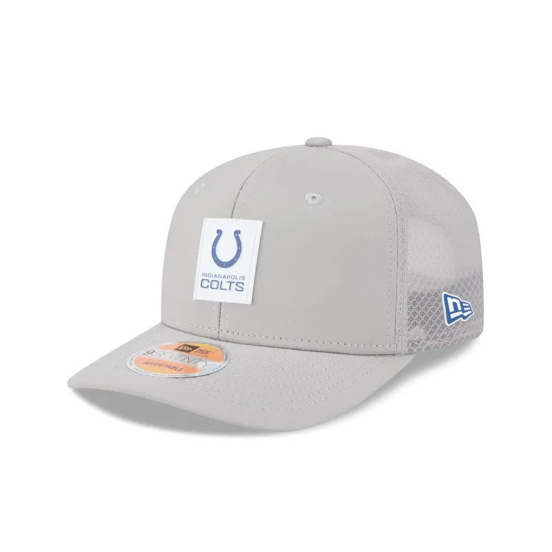 Indianapolis Colts 2025 Sideline Hot Weather Gray 9SEVENTY Trucker Hat sold by New Era