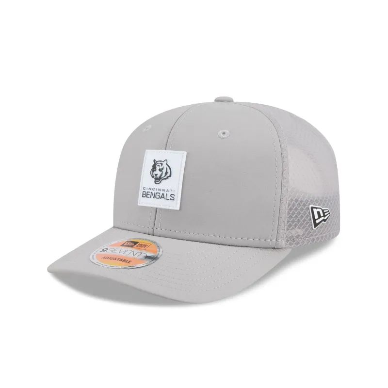 Cincinnati Bengals 2025 Sideline Hot Weather Gray Bengal 9SEVENTY Trucker Hat sold by New Era