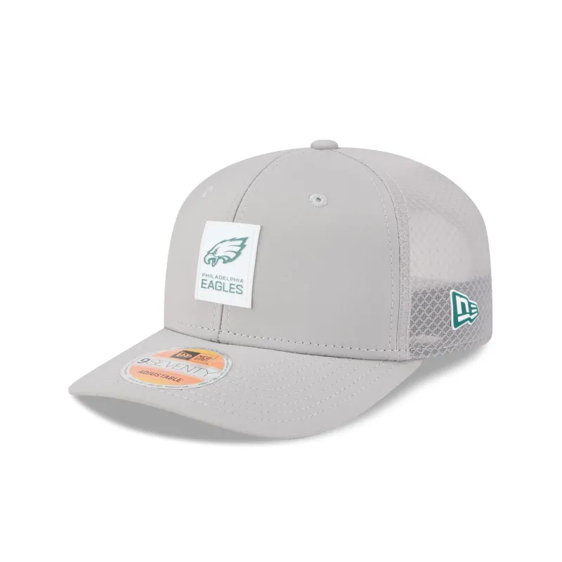 Philadelphia Eagles 2025 Sideline Hot Weather Gray 9SEVENTY Trucker Hat sold by New Era