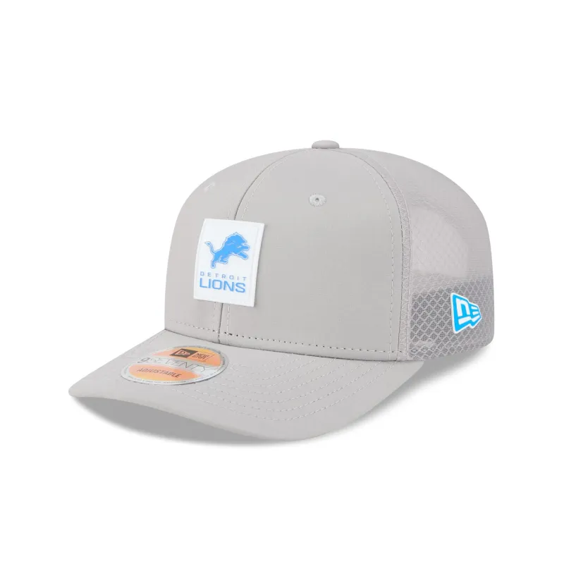 Detroit Lions 2025 Sideline Hot Weather Gray 9SEVENTY Trucker Hat sold by New Era