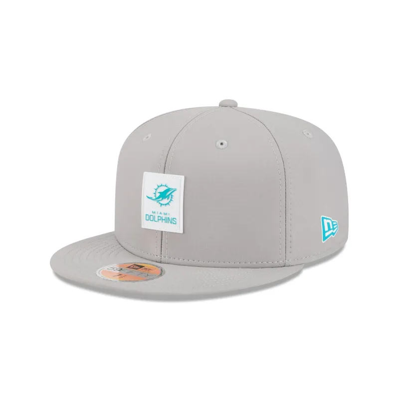 Miami Dolphins 2025 Sideline Hot Weather Gray 59FIFTY Fitted Hat sold by New Era