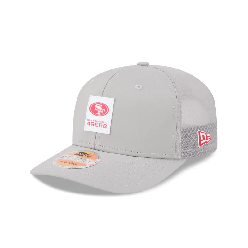 San Francisco 49ers 2025 Sideline Hot Weather Gray 9SEVENTY Trucker Hat sold by New Era