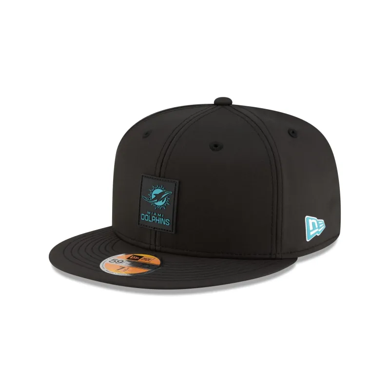 Miami Dolphins 2025 Sideline Hot Weather Black 59FIFTY Fitted Hat sold by New Era