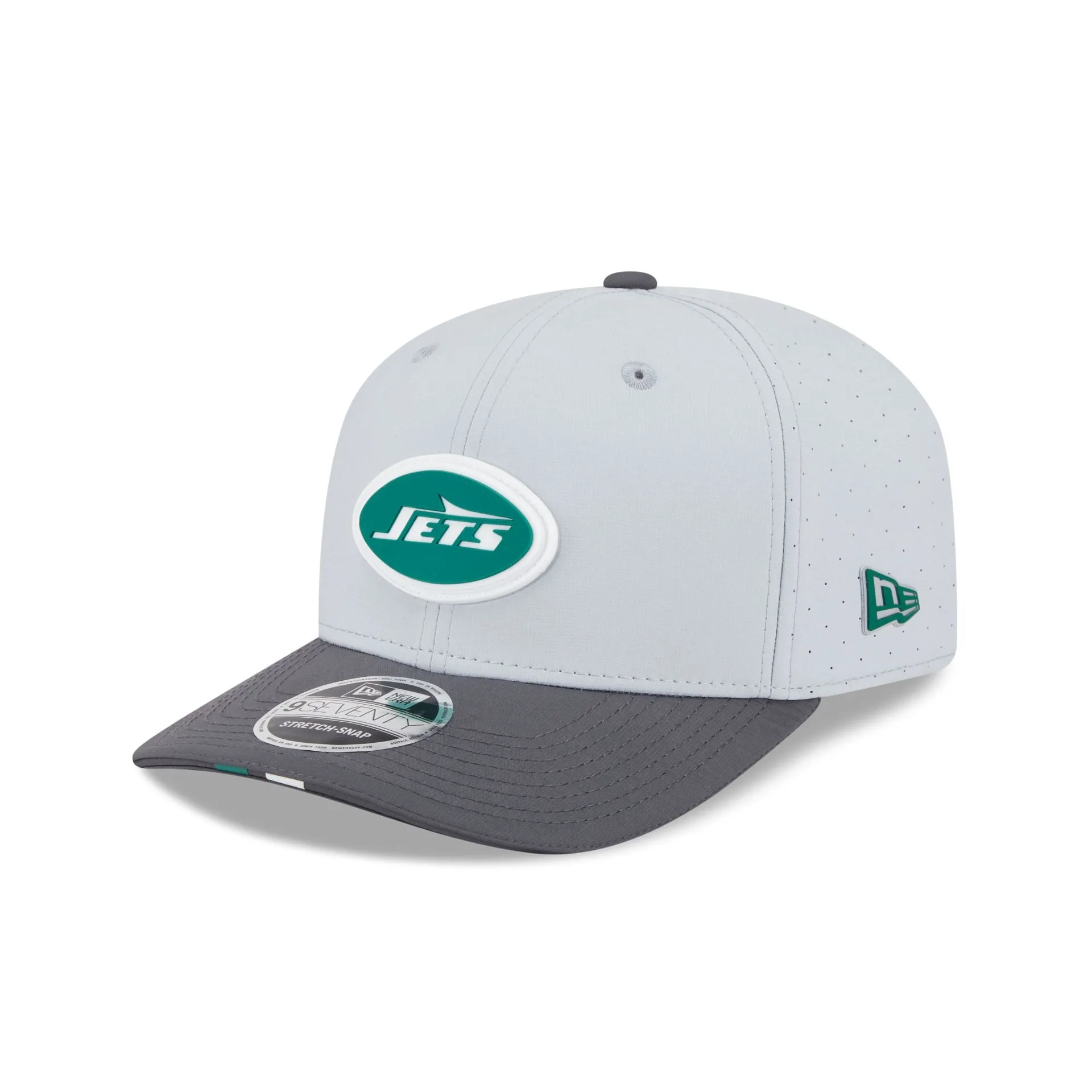 New York Jets 2025 Training Gray 9SEVENTY Stretch-Snap Hat sold by New Era