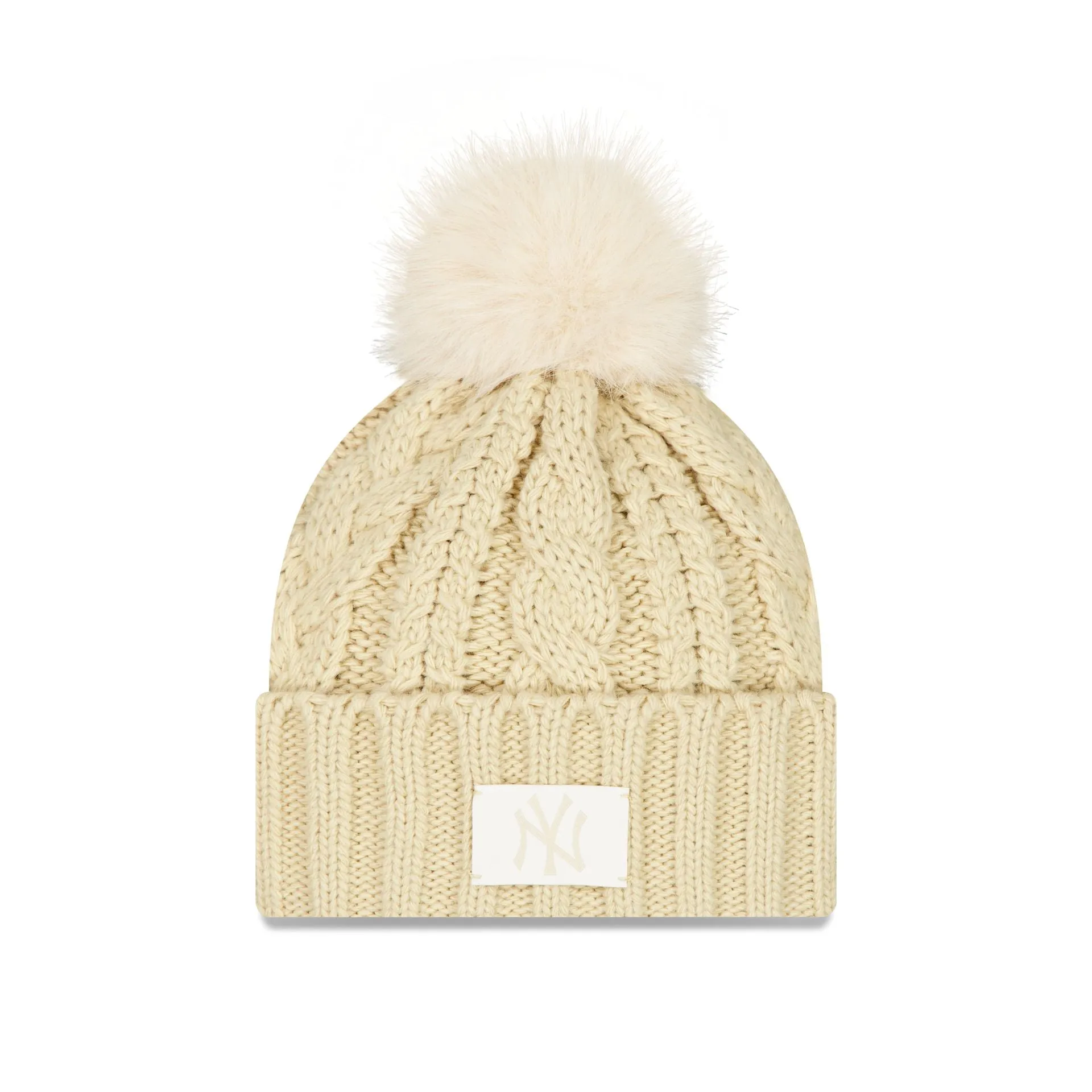 New York Yankees Cream Women's Pom Knit Hat sold by New Era