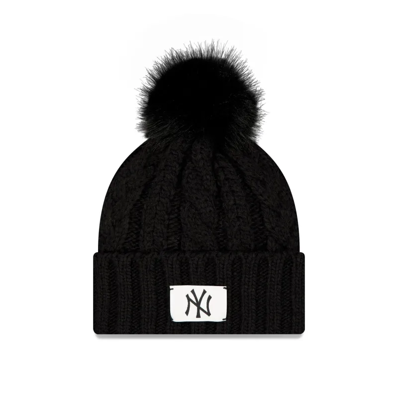 New York Yankees Black Women's Pom Knit Hat sold by New Era
