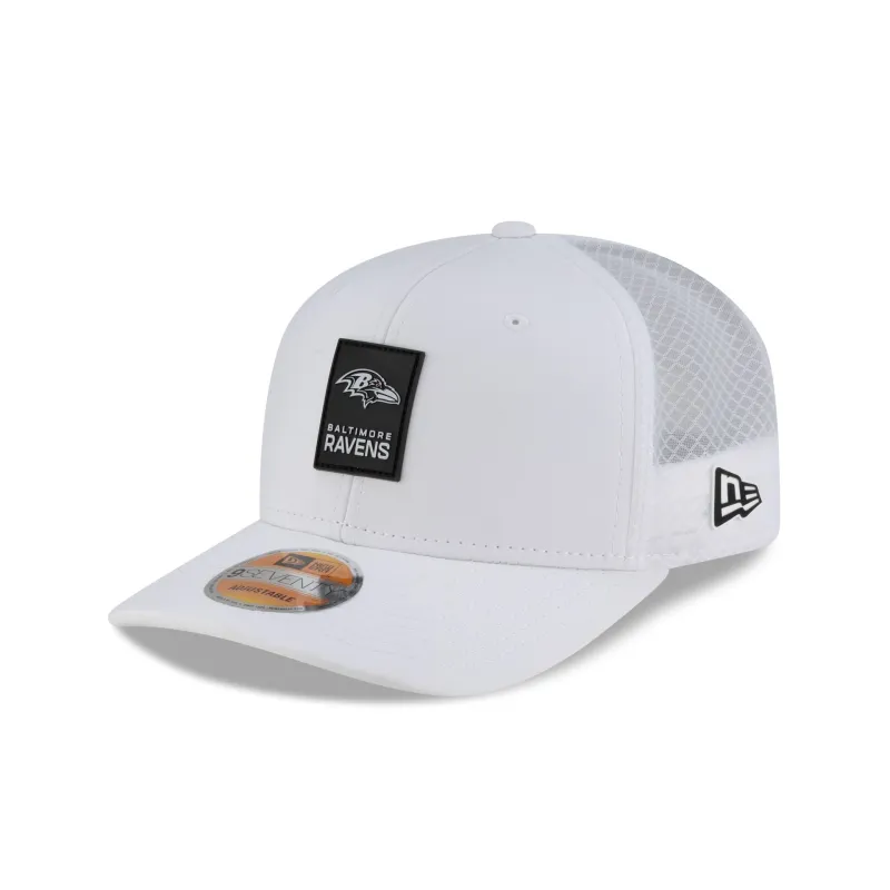 Baltimore Ravens 2025 Sideline Hot Weather White 9SEVENTY Trucker Hat sold by New Era