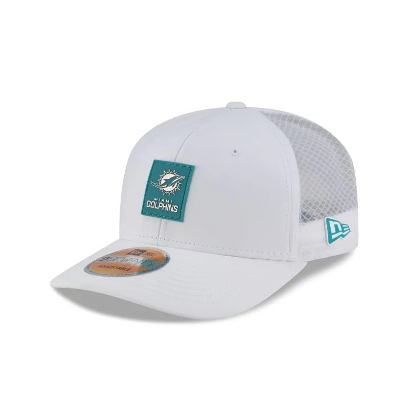 Miami Dolphins 2025 Sideline Hot Weather White 9SEVENTY Trucker Hat sold by New Era