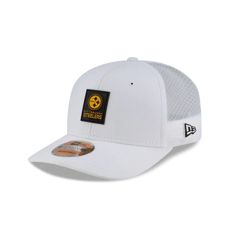 Pittsburgh Steelers 2025 Sideline Hot Weather White 9SEVENTY Trucker Hat sold by New Era