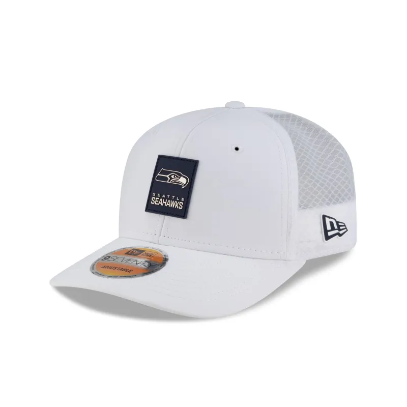 Seattle Seahawks 2025 Sideline Hot Weather White 9SEVENTY Trucker Hat sold by New Era