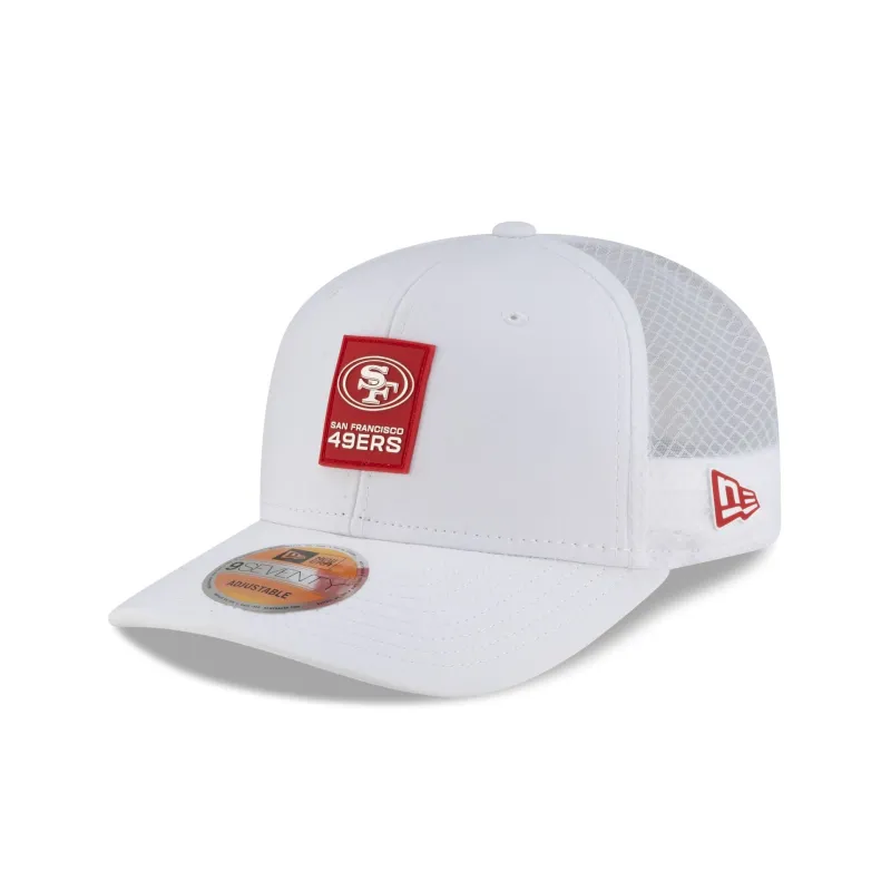 San Francisco 49ers 2025 Sideline Hot Weather White 9SEVENTY Trucker Hat sold by New Era