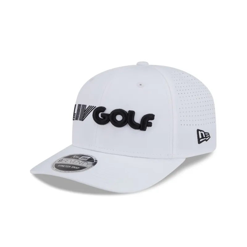 LIV Golf White 9SEVENTY Stretch-Snap Hat sold by New Era