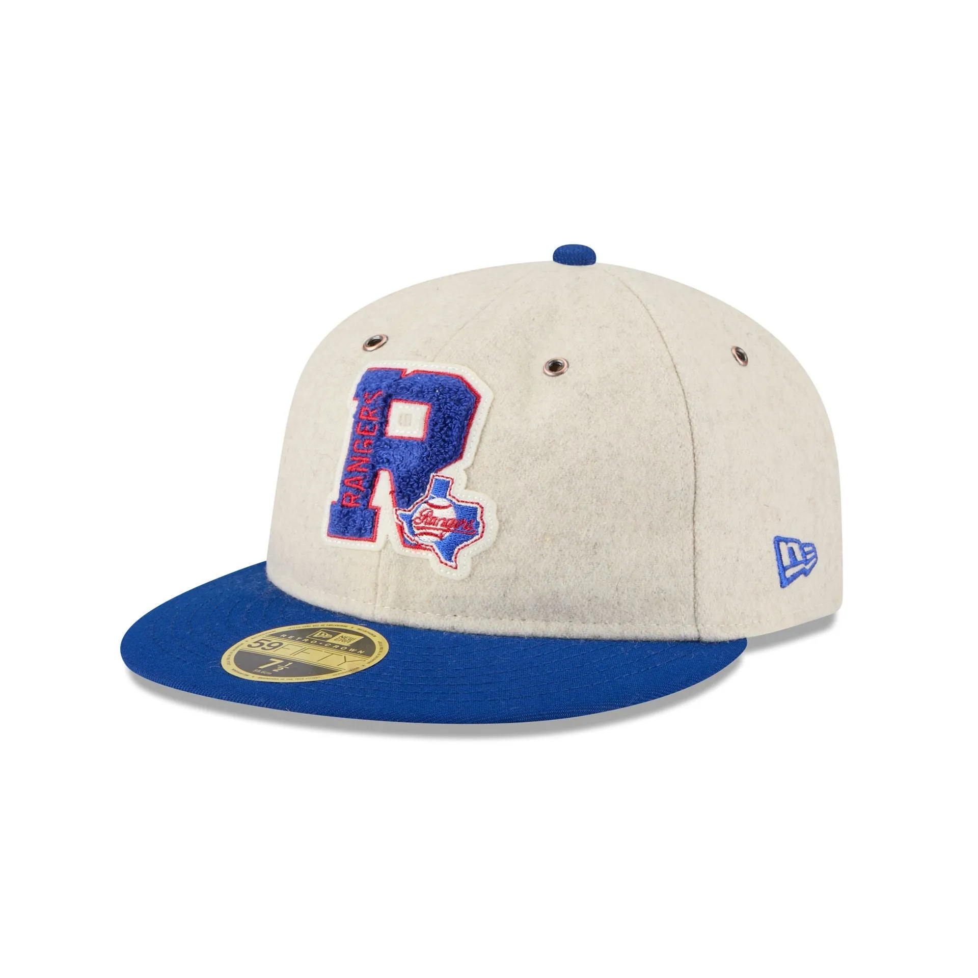 Texas Rangers Wool Letterman Retro Crown 59FIFTY Fitted Hat sold by New Era