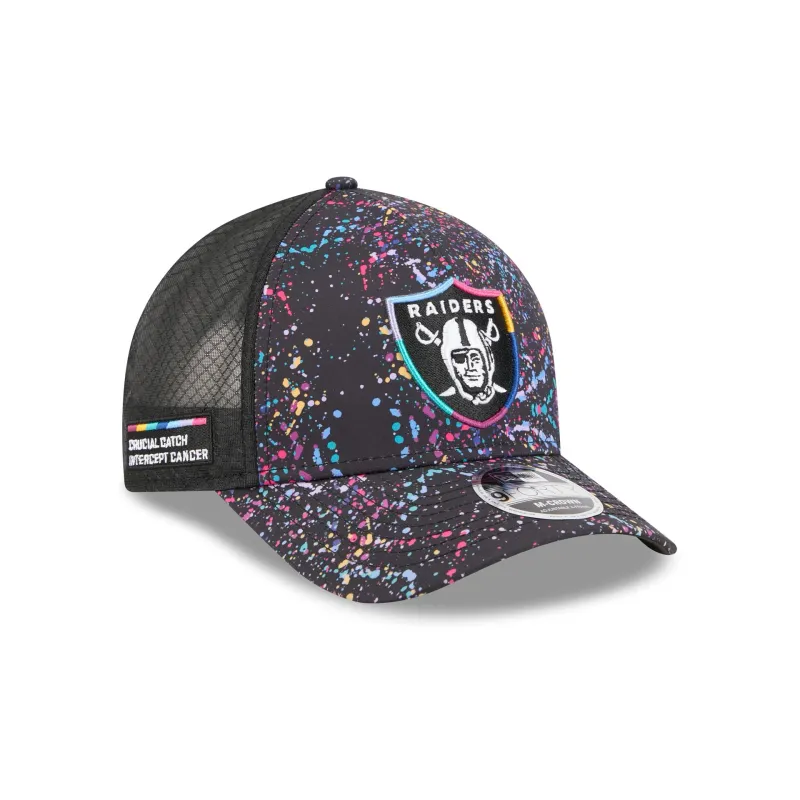 Las Vegas Raiders 2025 Crucial Catch 9FORTY M-Crown A-Frame Trucker Hat sold by New Era