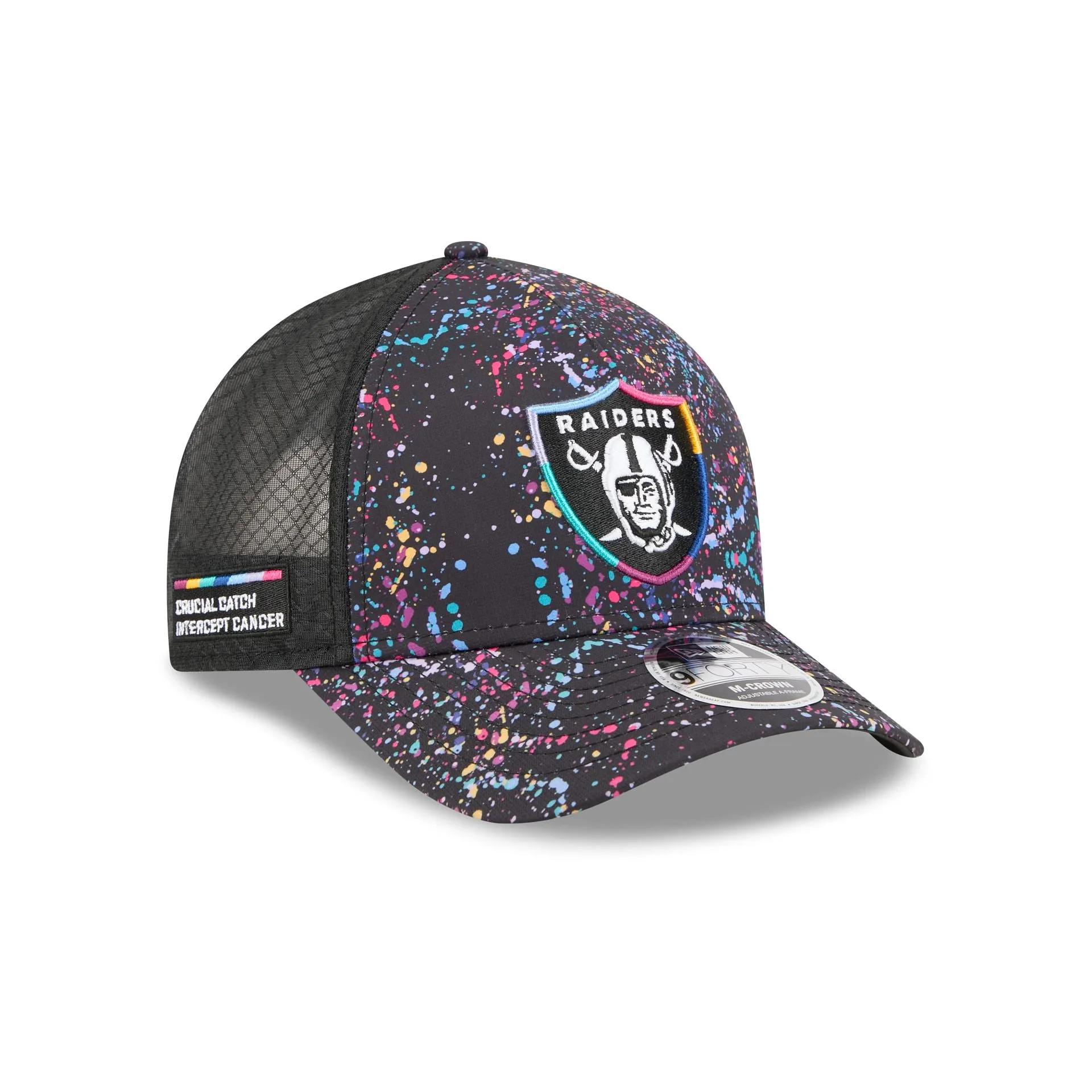 Las Vegas Raiders 2025 Crucial Catch 9FORTY M-Crown A-Frame Trucker Hat sold by New Era