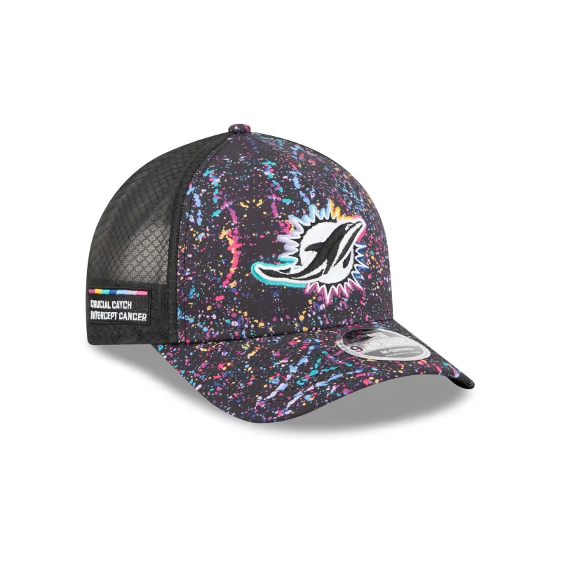 Miami Dolphins 2025 Crucial Catch 9FORTY M-Crown A-Frame Trucker Hat sold by New Era