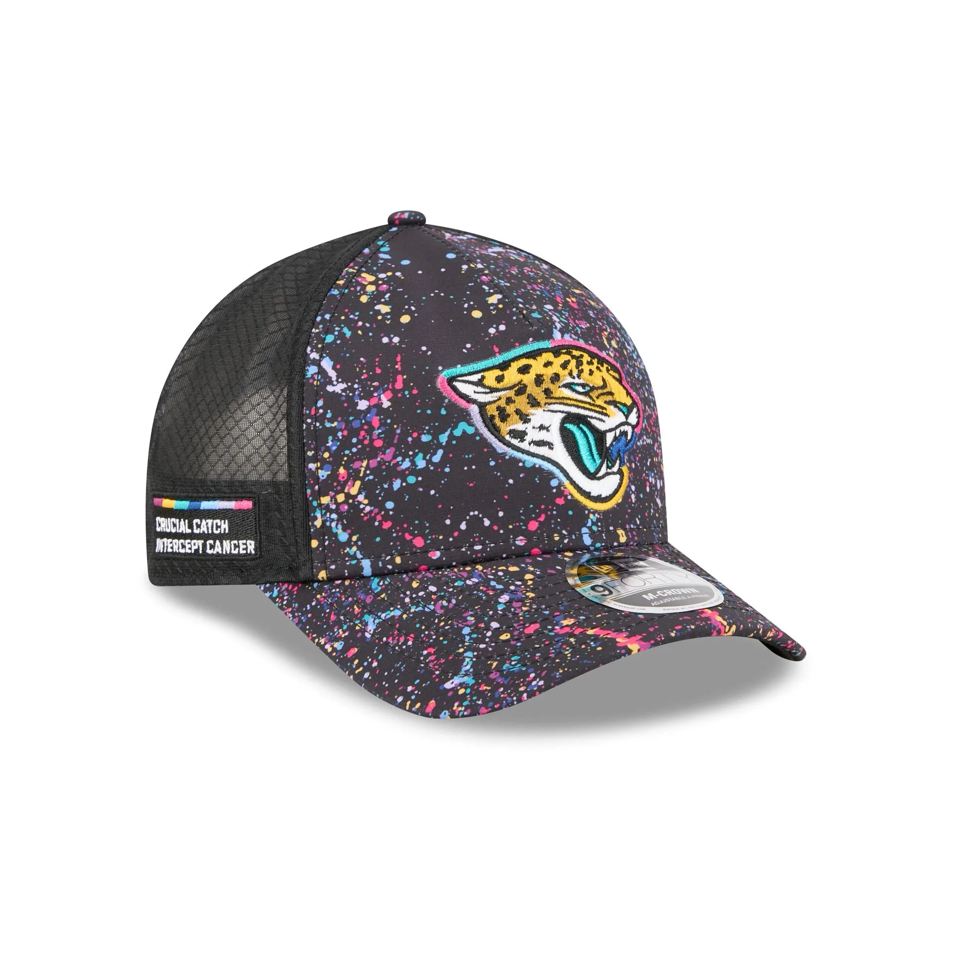 Jacksonville Jaguars 2025 Crucial Catch 9FORTY M-Crown A-Frame Trucker Hat sold by New Era