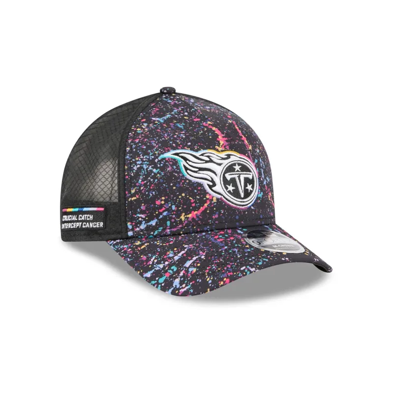 Tennessee Titans 2025 Crucial Catch 9FORTY M-Crown A-Frame Trucker Hat sold by New Era