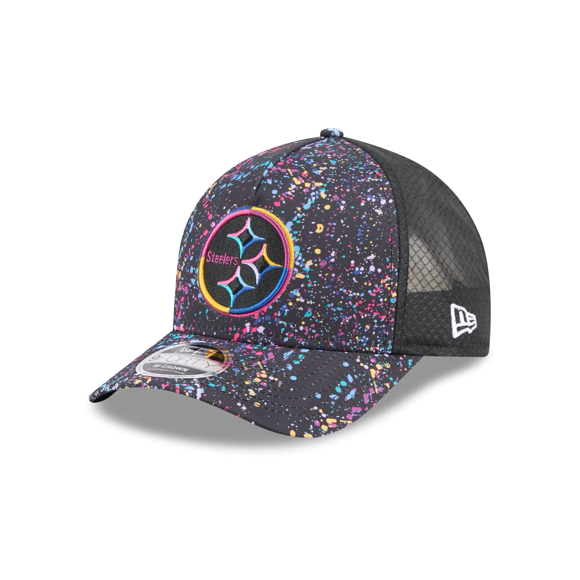 Pittsburgh Steelers 2025 Crucial Catch 9FORTY M-Crown A-Frame Trucker Hat sold by New Era product image thumbnail 3