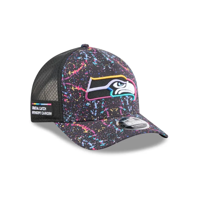 Seattle Seahawks 2025 Crucial Catch 9FORTY M-Crown A-Frame Trucker Hat sold by New Era