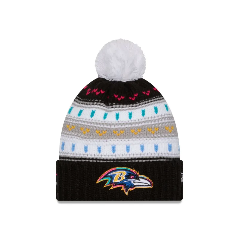 Baltimore Ravens 2025 Crucial Catch Women's Pom Knit Hat sold by New Era