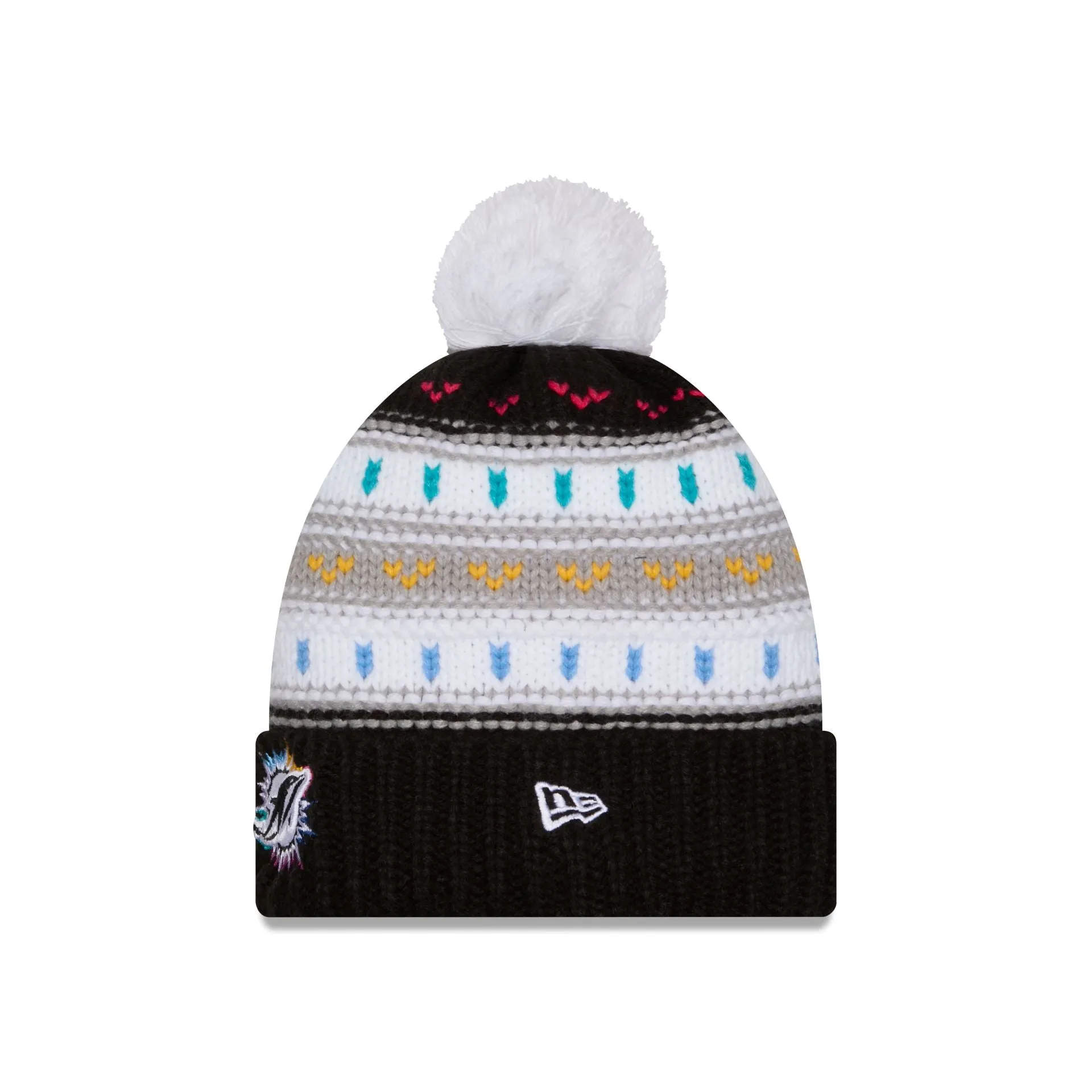 Miami Dolphins 2025 Crucial Catch Women's Pom Knit Hat sold by New Era product image thumbnail 3