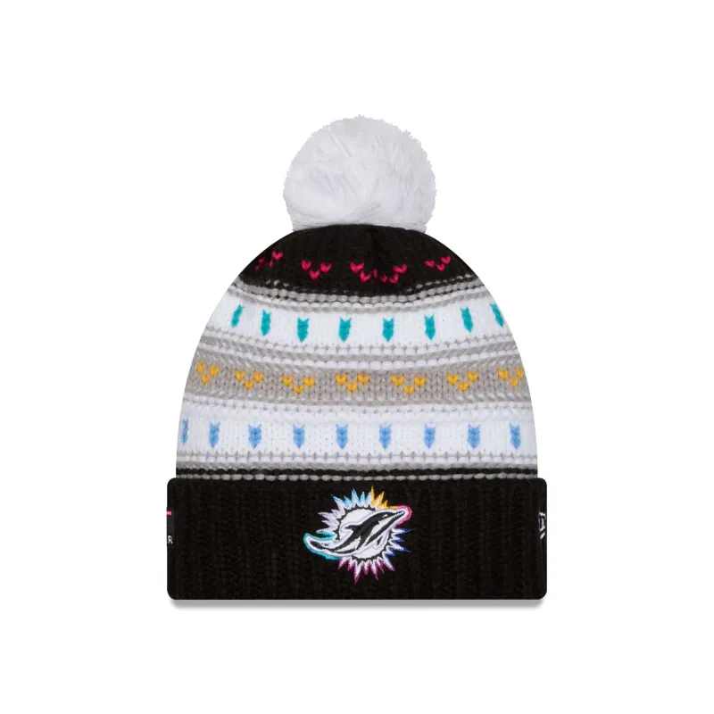 Miami Dolphins 2025 Crucial Catch Women's Pom Knit Hat sold by New Era