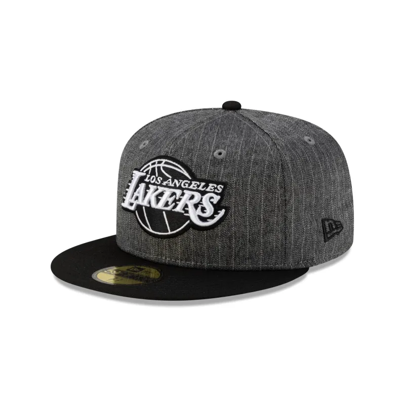 Just Caps Black Pinstripe Los Angeles Lakers 59FIFTY Fitted Hat sold by New Era