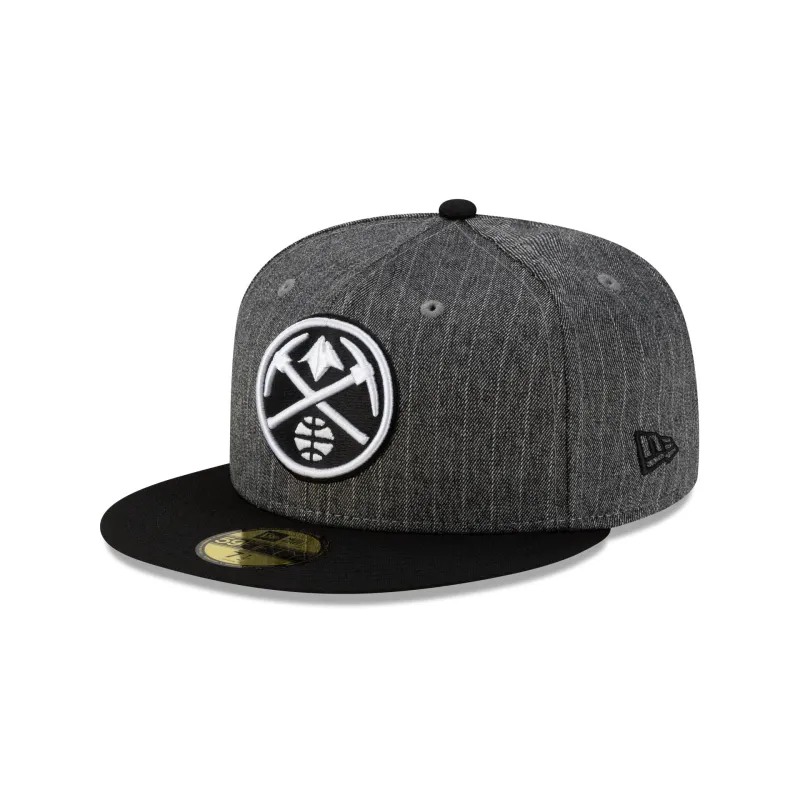 Just Caps Black Pinstripe Denver Nuggets 59FIFTY Fitted Hat sold by New Era